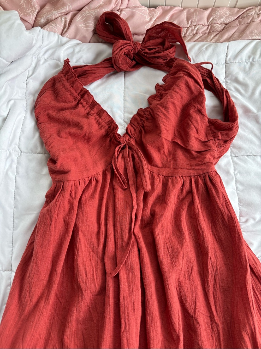 Baltic Born Rust Tiered Ruffle Halter Maxi Dress Open Back NWT Sz M - Picture 4 of 5